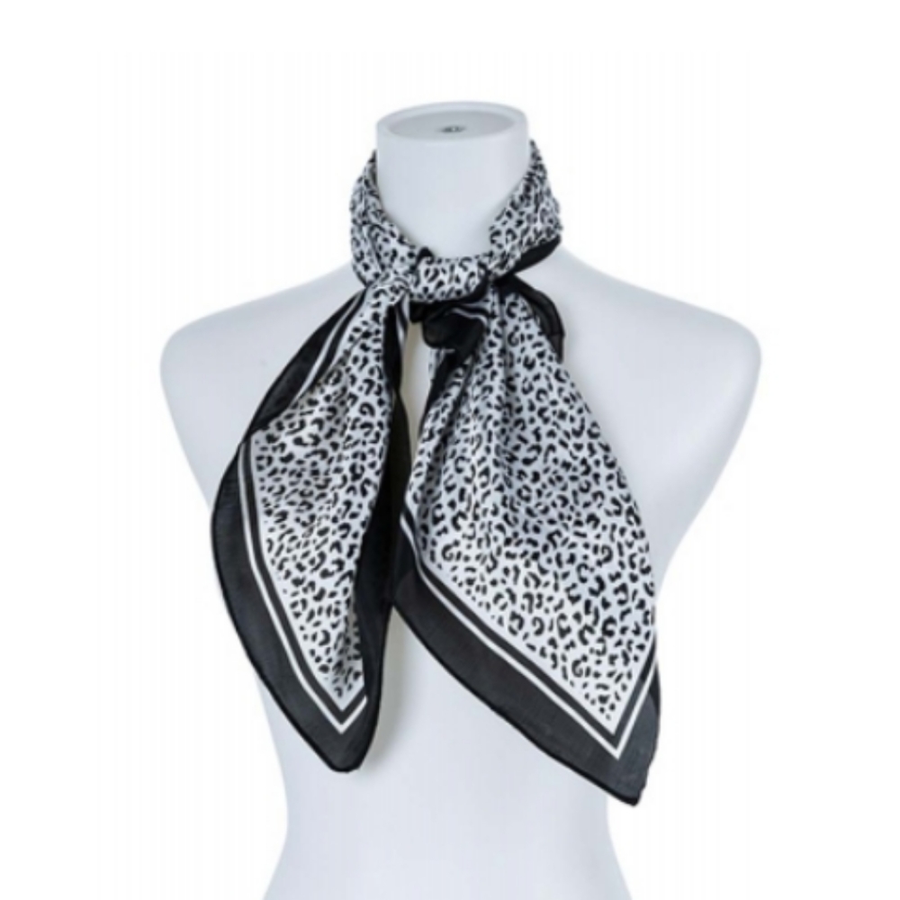 NEW - Black/White Silk Fashion Scarf